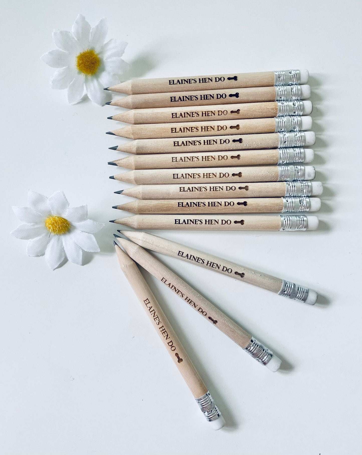 Personalised Willy Hen Party Pencils With White Rubber - Hen Party Favour Ideas - Laser Engraved