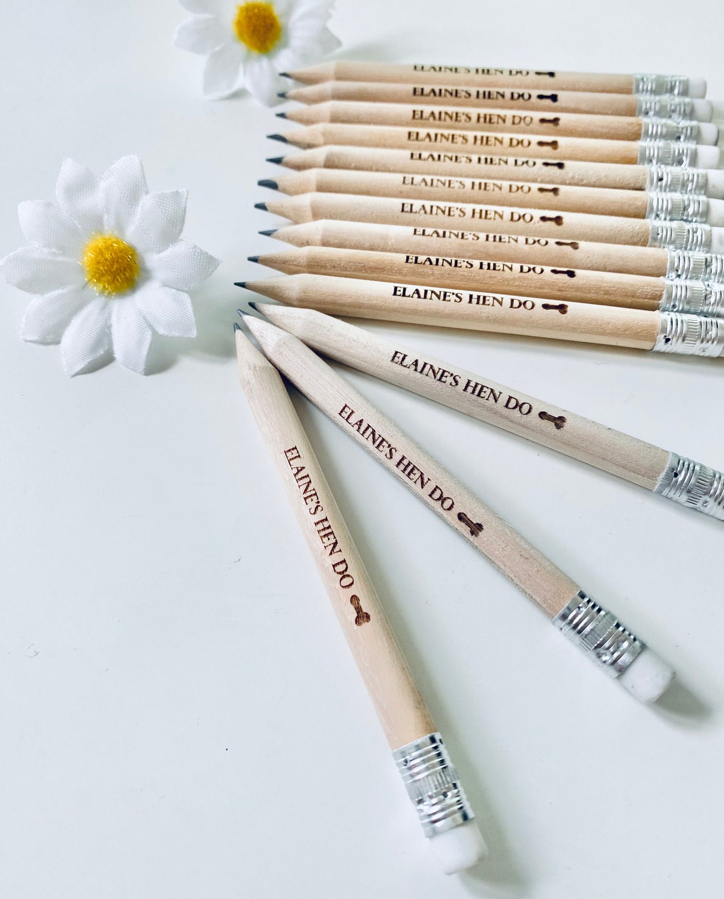 Personalised Willy Hen Party Pencils With White Rubber - Hen Party Favour Ideas - Laser Engraved