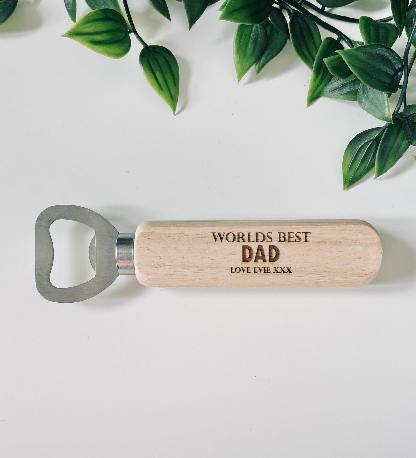 Personalised Worlds Best Dad Wooden Bottle Opener - Fathers Day Gifts,1st Fathers Day - Laser Engraved