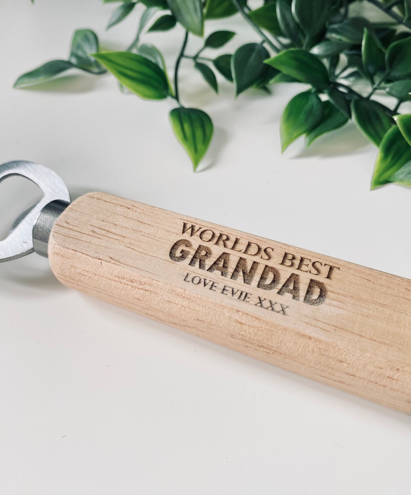 Personalised Worlds Best Grandad Wooden Bottle Opener - Fathers Day Gifts - Laser Engraved