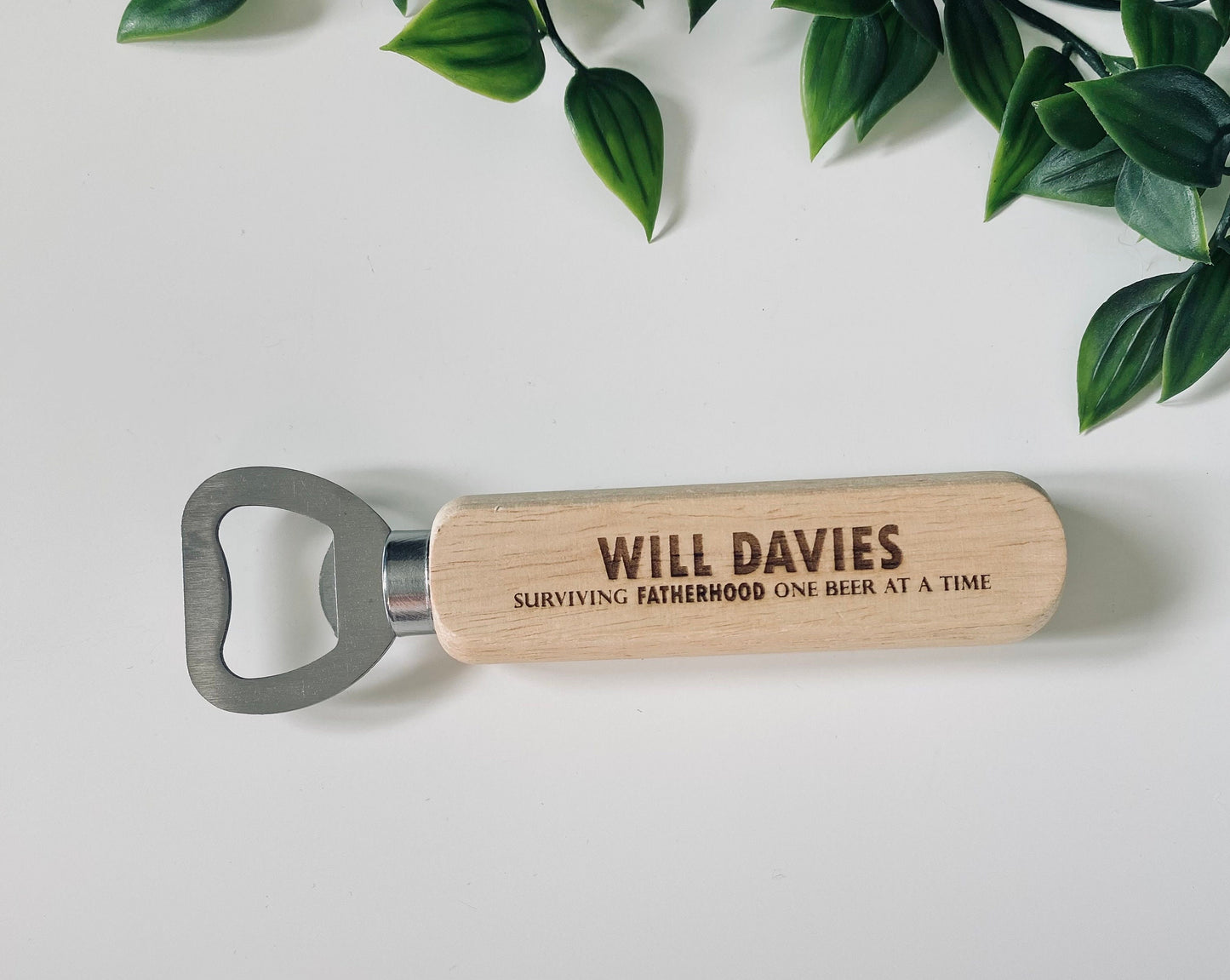 Personalised Father Day Gift - Surviving Fatherhood - Wooden Bottle Opener - Fathers Day Gifts, 1st Fathers Day - Laser Engraved