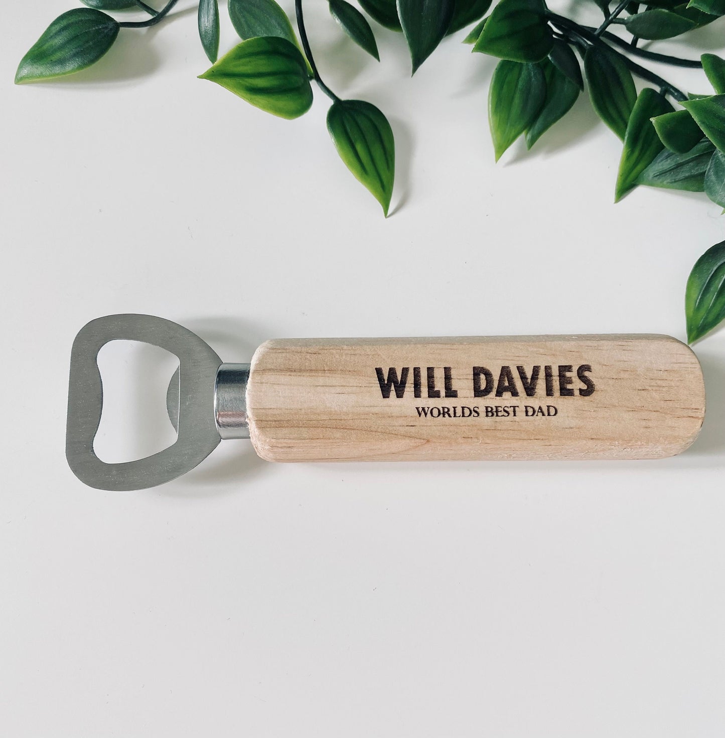 Personalised Father Day Gift - Worlds Best Dad - Wooden Bottle Opener - Fathers Day Gifts, 1st Fathers Day - Laser Engraved