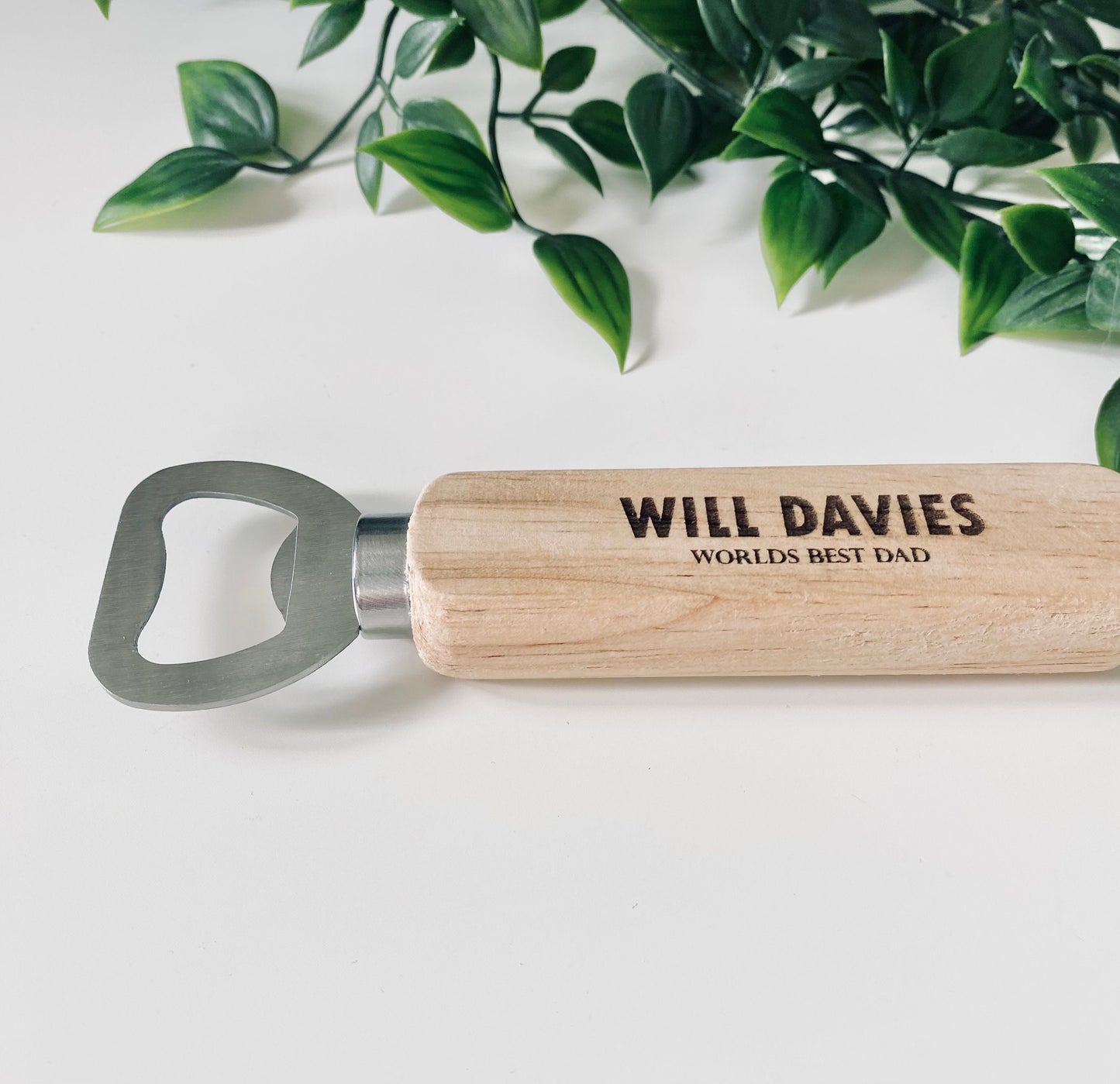 Personalised Father Day Gift - Worlds Best Dad - Wooden Bottle Opener - Fathers Day Gifts, 1st Fathers Day - Laser Engraved