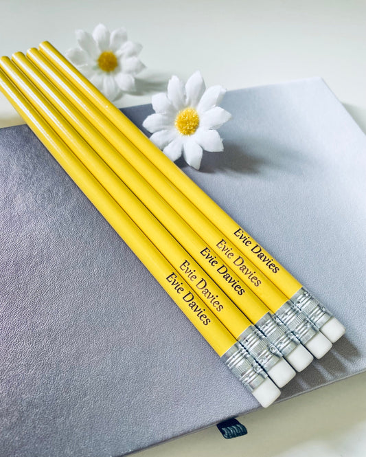 Personalised Yellow Pencils - Back To School Ideas - Laser Engraved