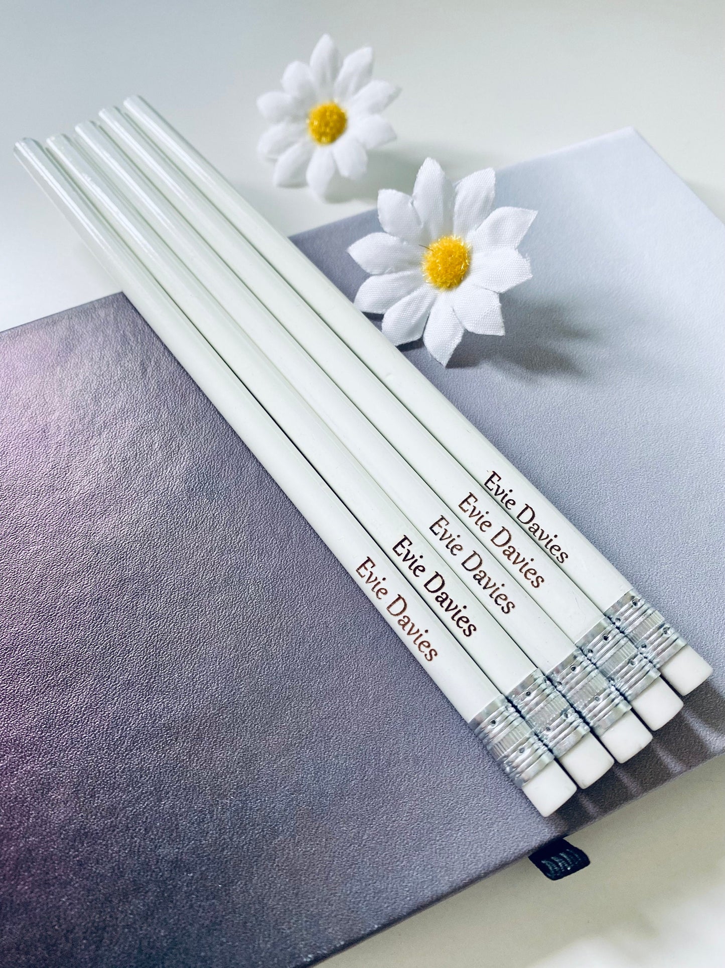 Personalised White Pencils - Wedding Favour Ideas - Laser Engraved