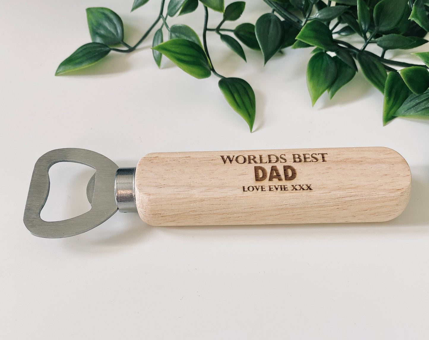 Personalised Worlds Best Dad Wooden Bottle Opener - Fathers Day Gifts,1st Fathers Day - Laser Engraved