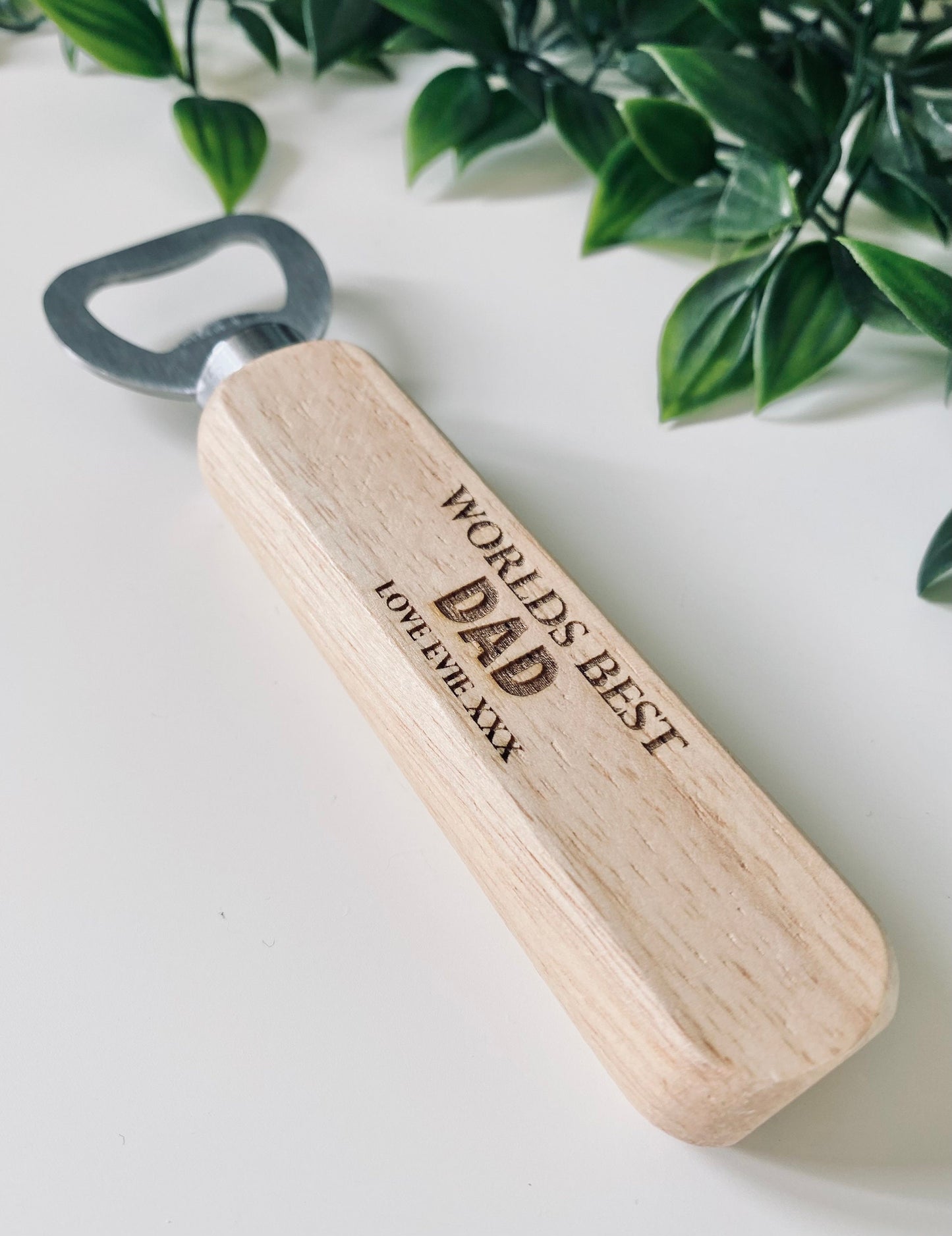 Personalised Worlds Best Dad Wooden Bottle Opener - Fathers Day Gifts,1st Fathers Day - Laser Engraved