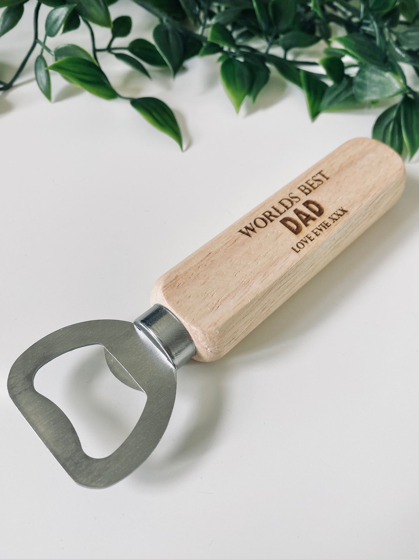 Personalised Worlds Best Dad Wooden Bottle Opener - Fathers Day Gifts,1st Fathers Day - Laser Engraved