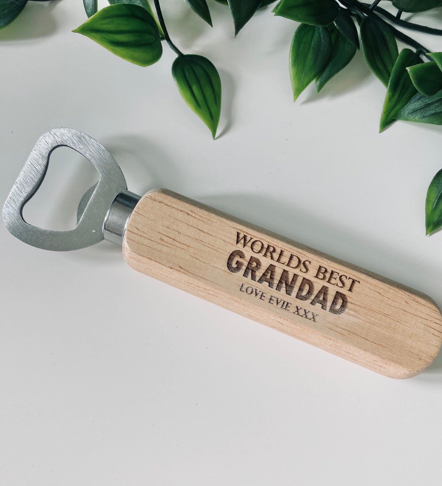 Personalised Worlds Best Grandad Wooden Bottle Opener - Fathers Day Gifts - Laser Engraved