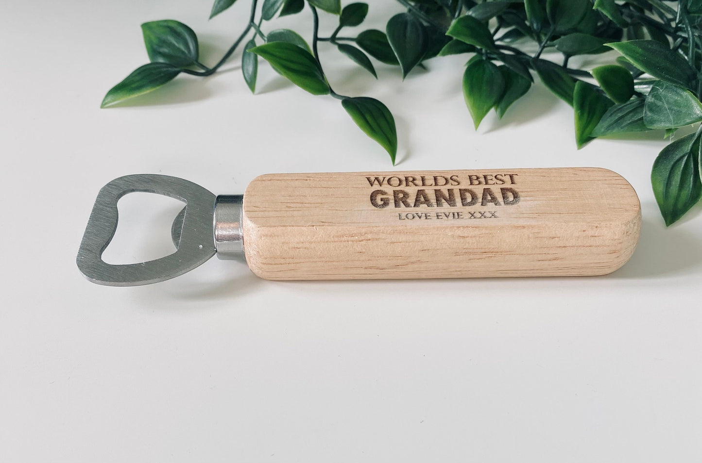 Personalised Worlds Best Grandad Wooden Bottle Opener - Fathers Day Gifts - Laser Engraved