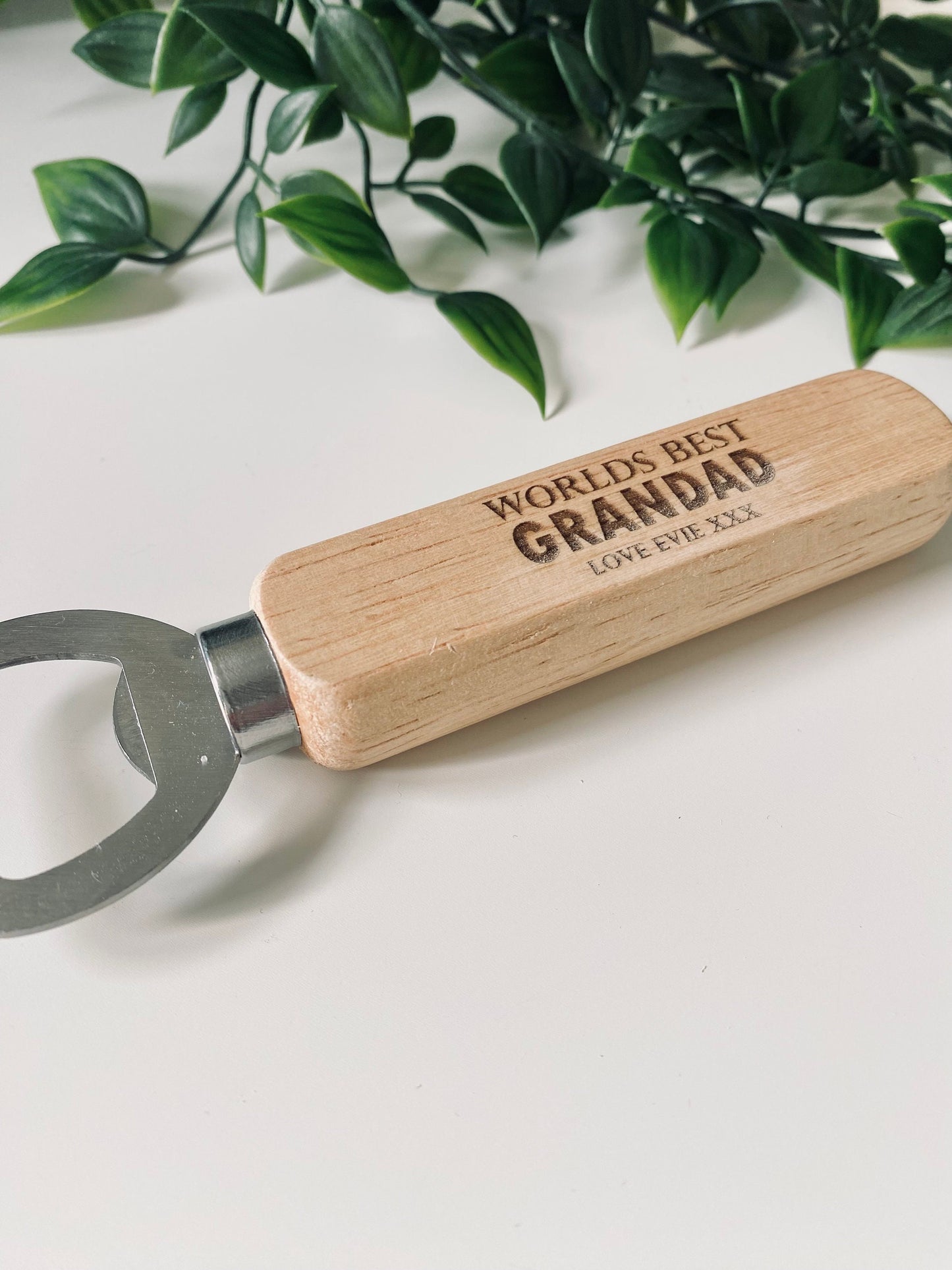 Personalised Worlds Best Grandad Wooden Bottle Opener - Fathers Day Gifts - Laser Engraved