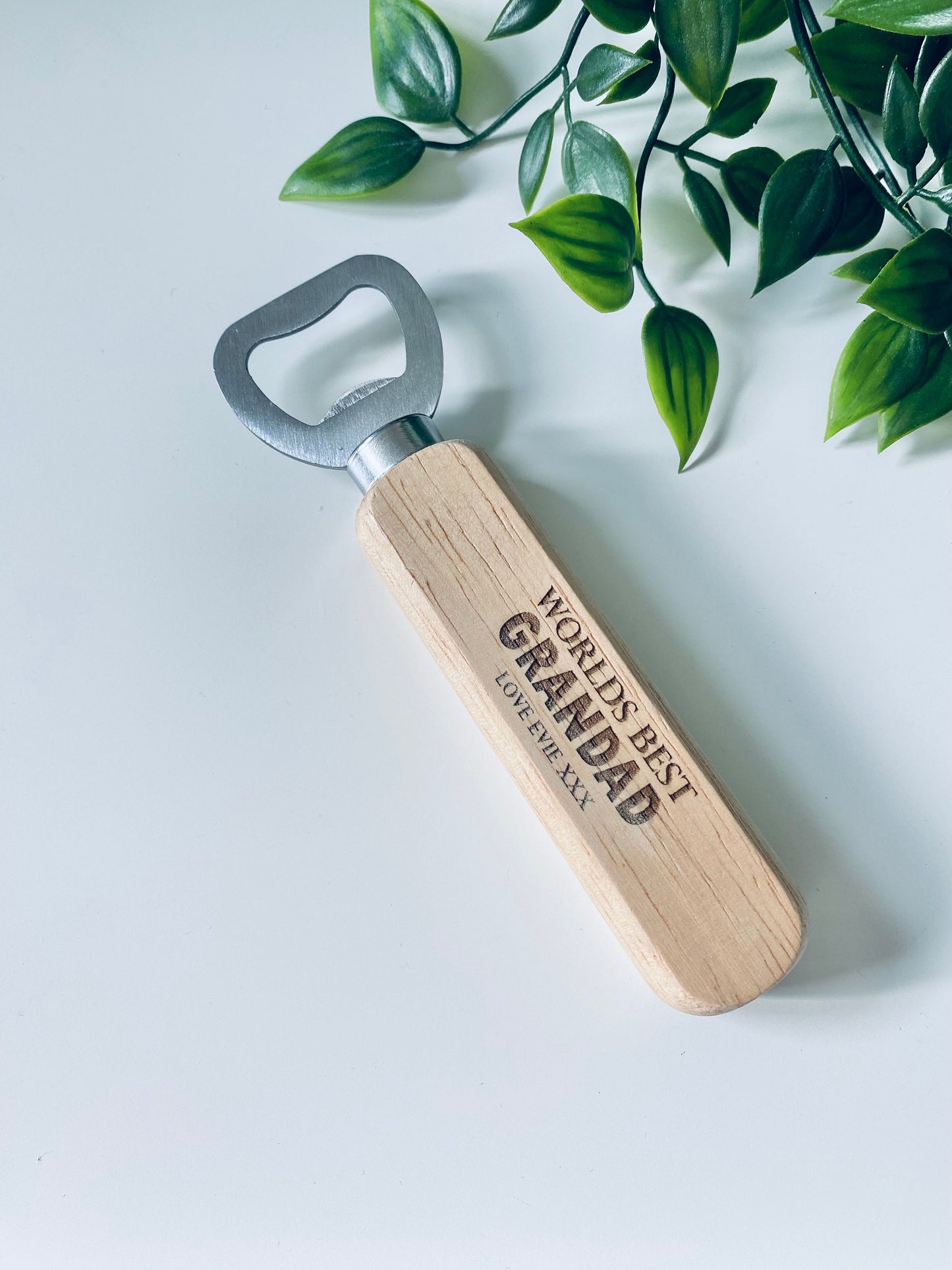 Personalised Worlds Best Grandad Wooden Bottle Opener - Fathers Day Gifts - Laser Engraved