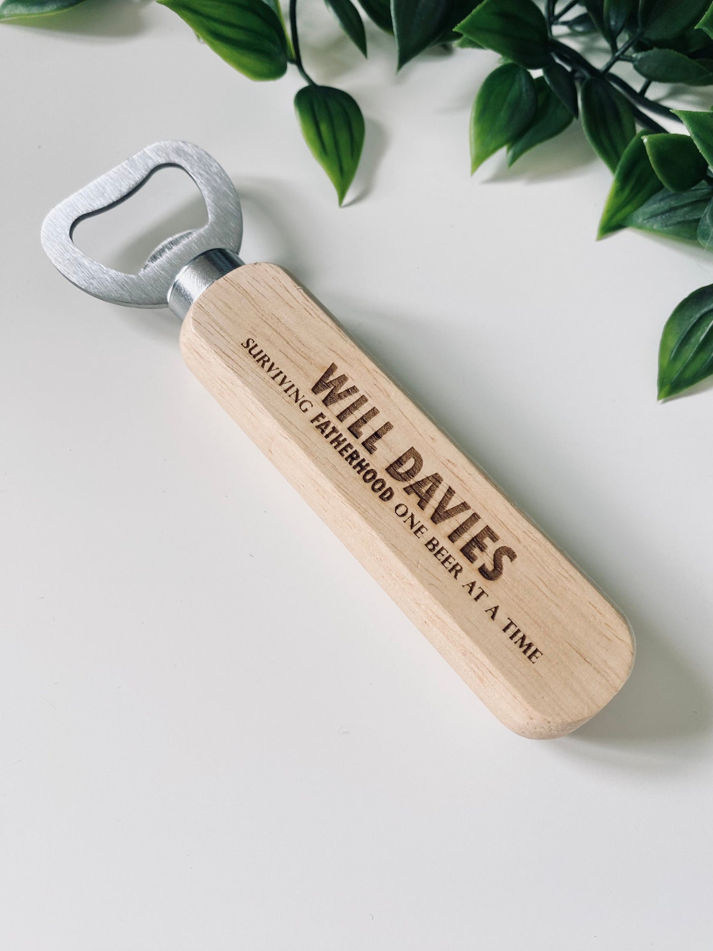 Personalised Father Day Gift - Surviving Fatherhood - Wooden Bottle Opener - Fathers Day Gifts, 1st Fathers Day - Laser Engraved