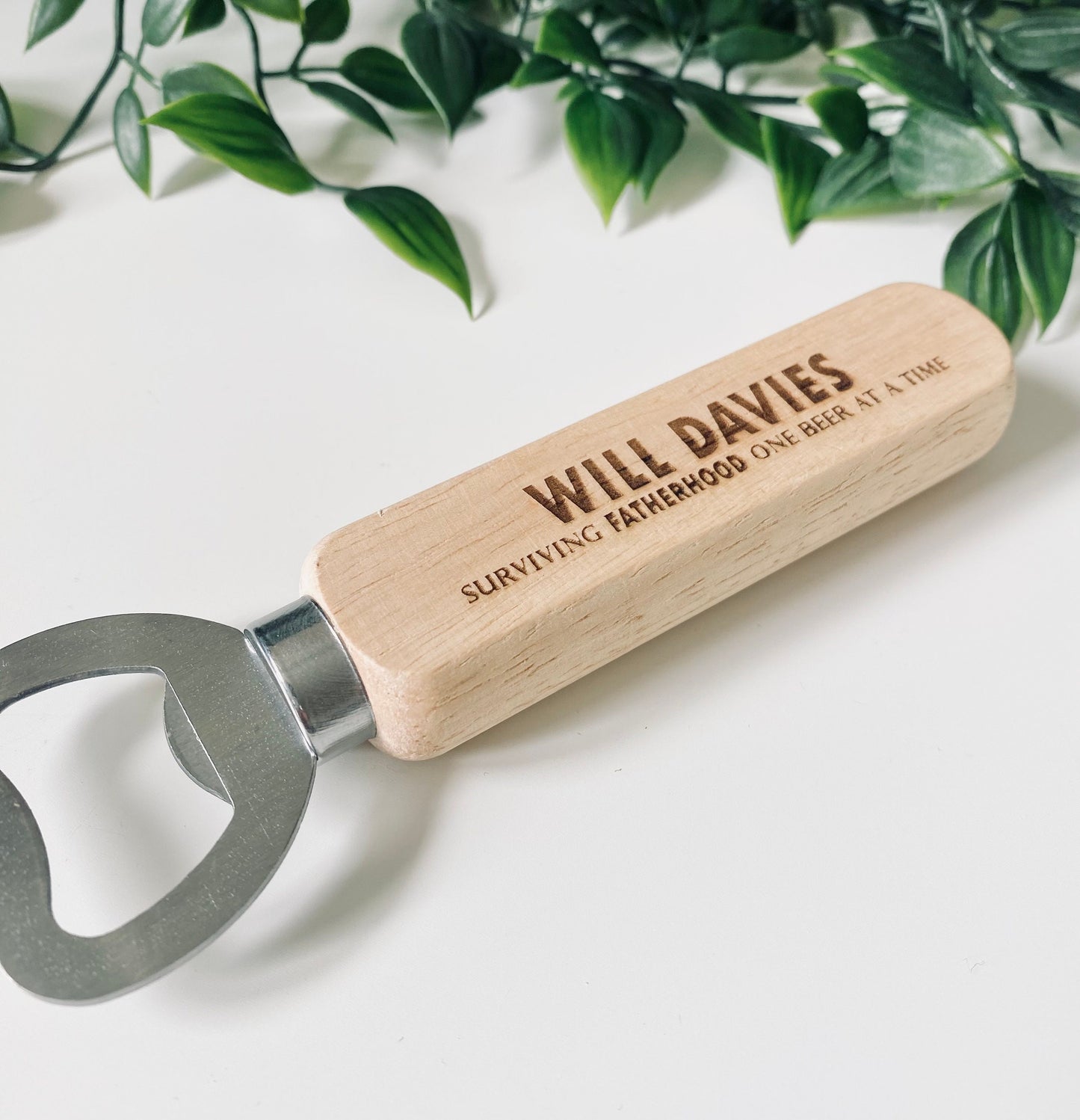 Personalised Father Day Gift - Surviving Fatherhood - Wooden Bottle Opener - Fathers Day Gifts, 1st Fathers Day - Laser Engraved