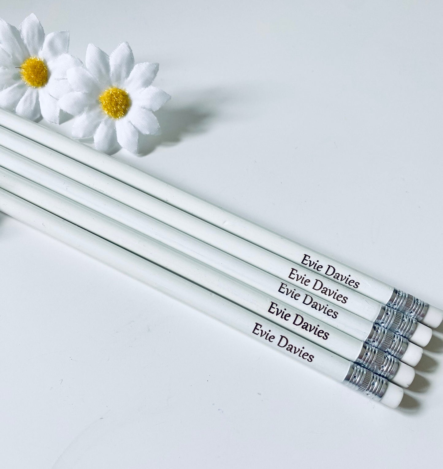 Personalised White Pencils - Wedding Favour Ideas - Laser Engraved