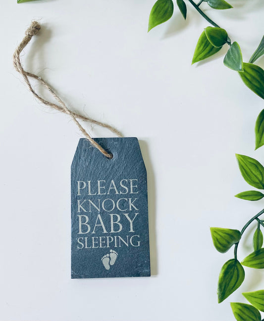 Baby Sleeping Rectangle Slate Tag - Baby Gifts Ideas - Laser Engraved Gifts