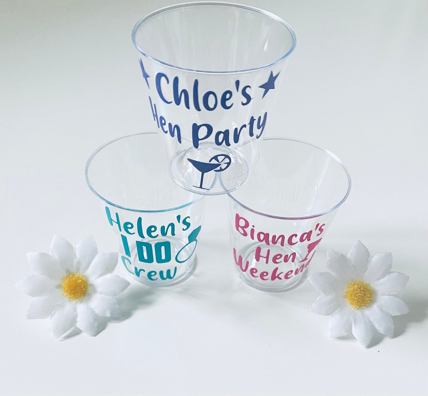 Personalised Hen Party Plastic Shot Glasses - Bride to be - Hen do Favours