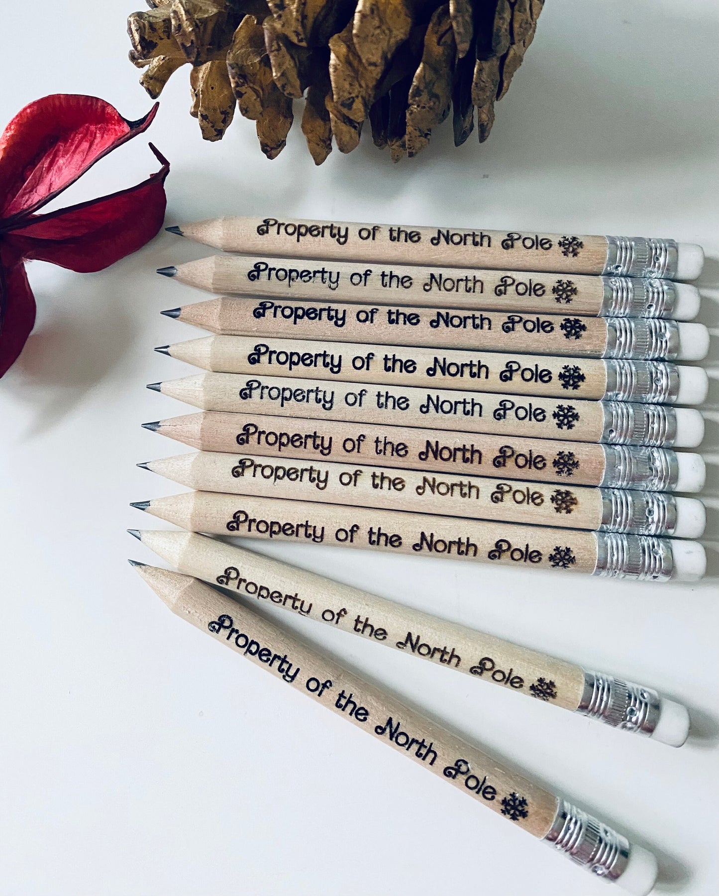 Santa's Lost Pencil - Property Of The North Pole - Stocking Filler Idea - With White Rubber - Laser Engraved