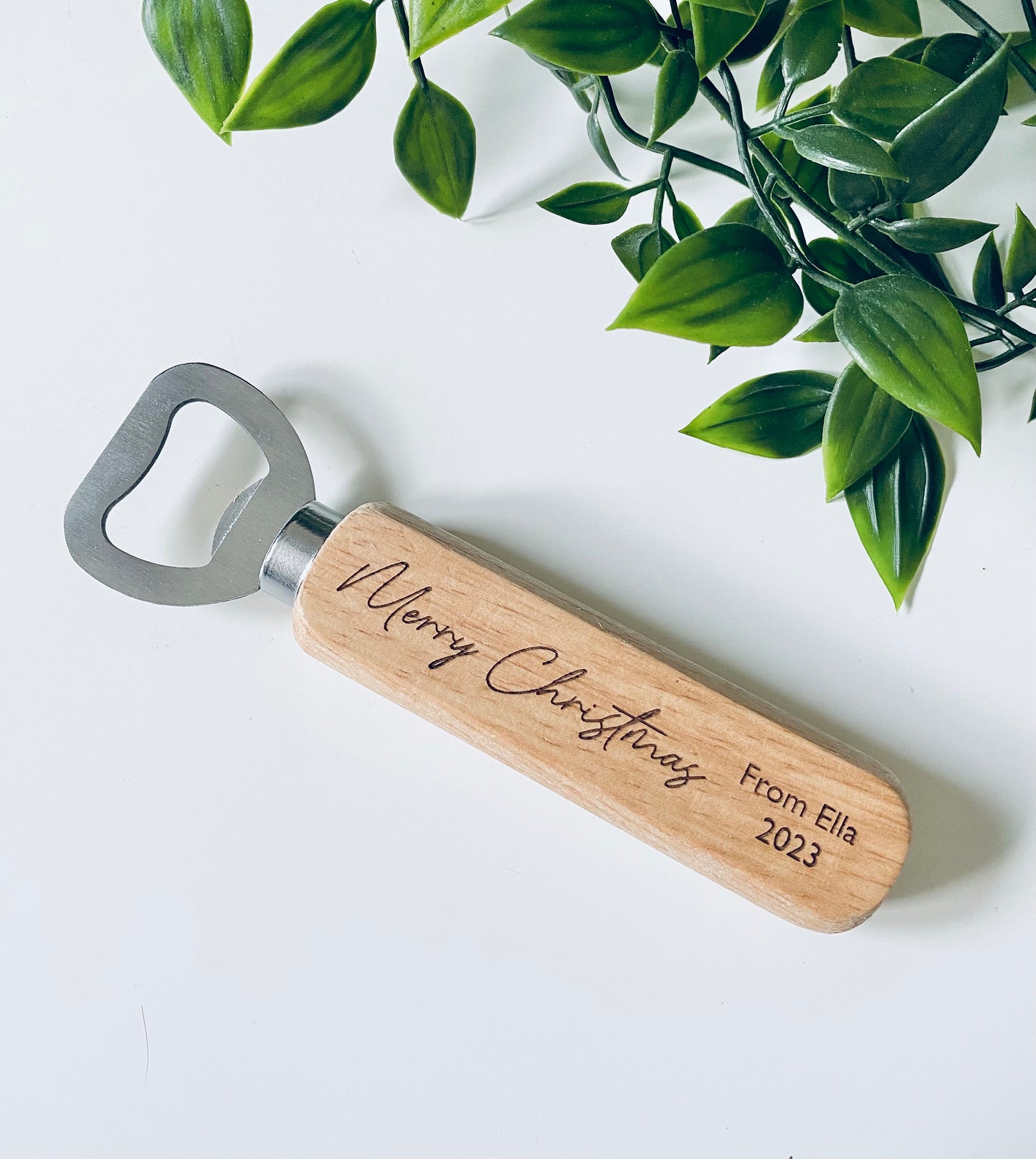 Personalised Wooden Bottle Opener Your Text Here - Merry Christmas - Stocking Fillers - Secret Santa Ideas - Teachers Gifts - Laser Engraved