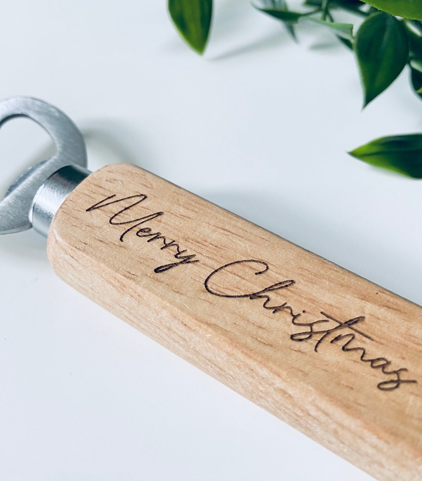 Personalised Wooden Bottle Opener Your Text Here - Merry Christmas - Stocking Fillers - Secret Santa Ideas - Teachers Gifts - Laser Engraved