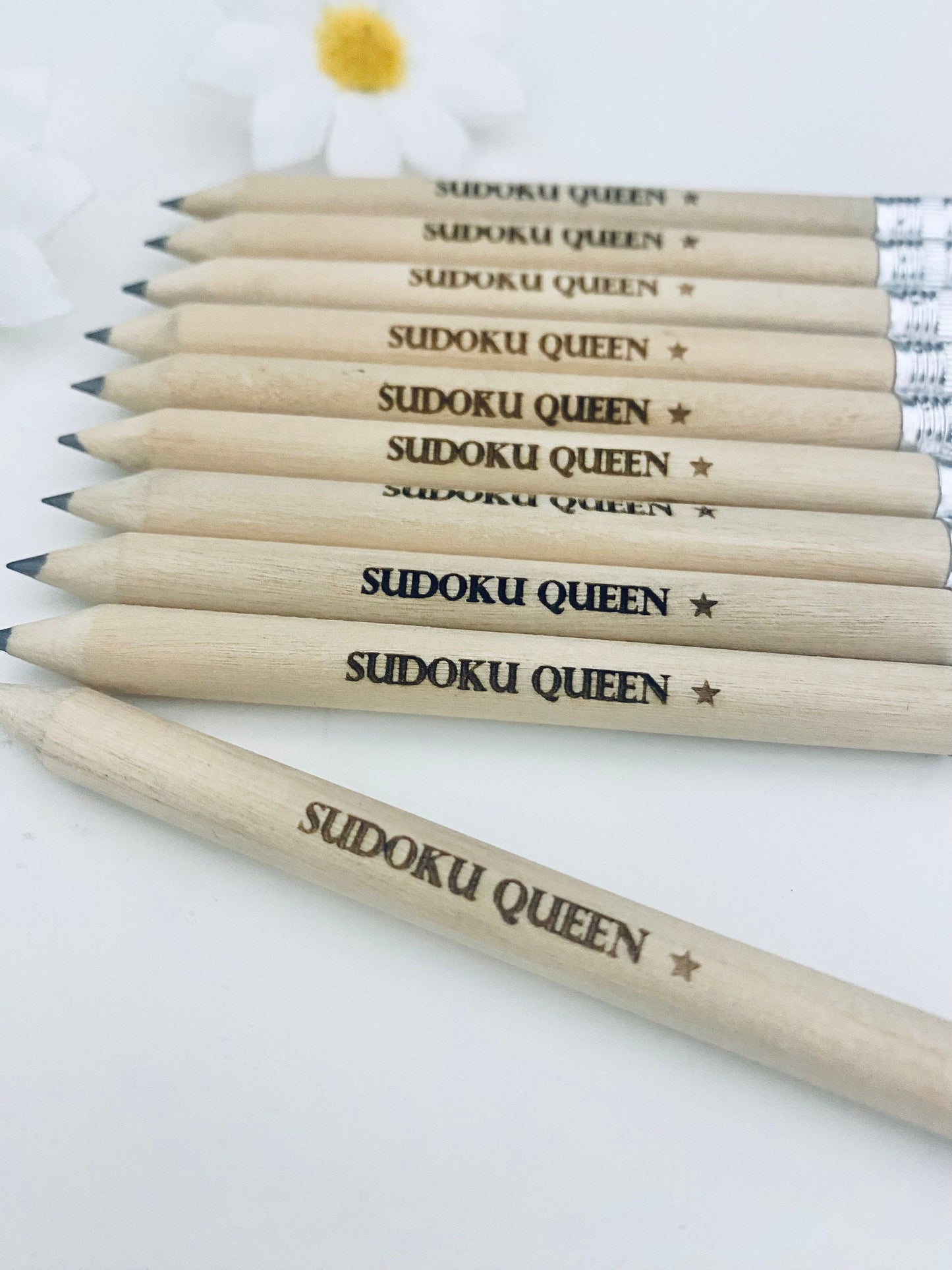 Personalised  Pencils With White Rubber - Gaming Gift Ideas - D & D Ideas -  Laser engraved