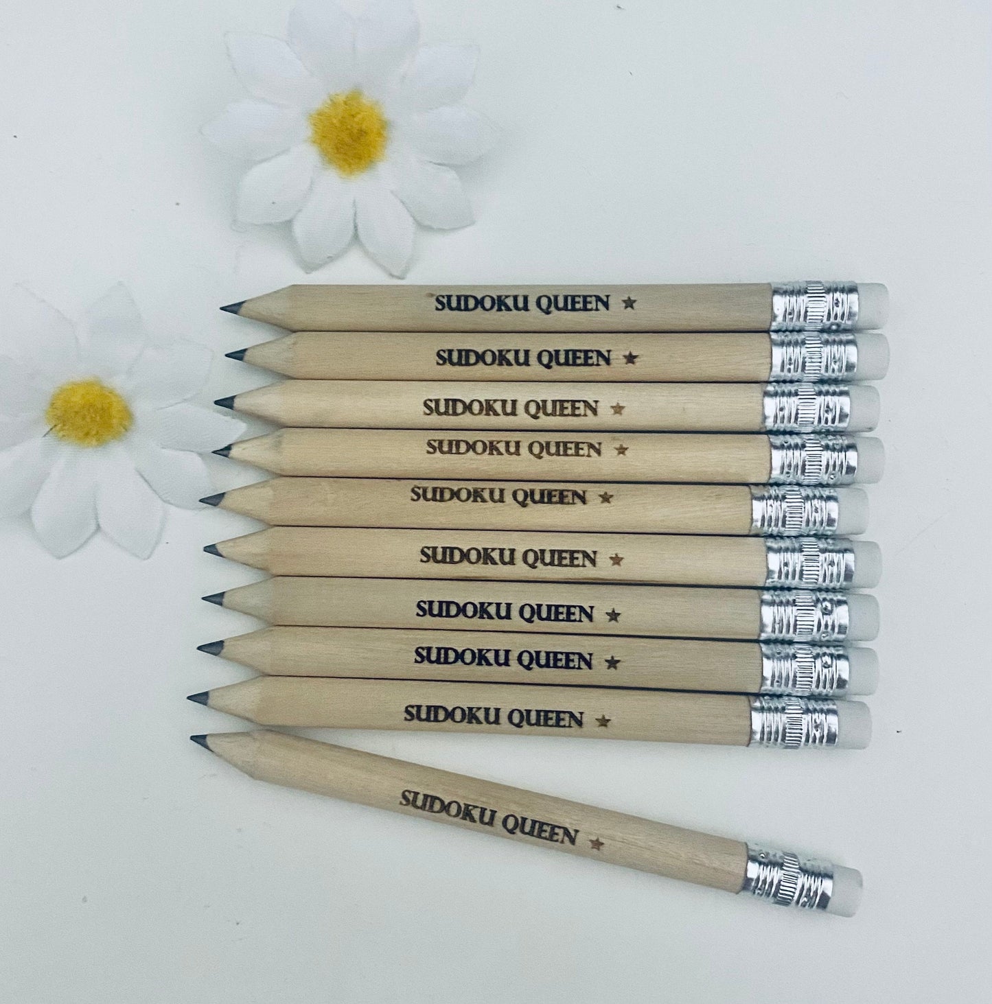 Personalised  Pencils With White Rubber - Gaming Gift Ideas - D & D Ideas -  Laser engraved