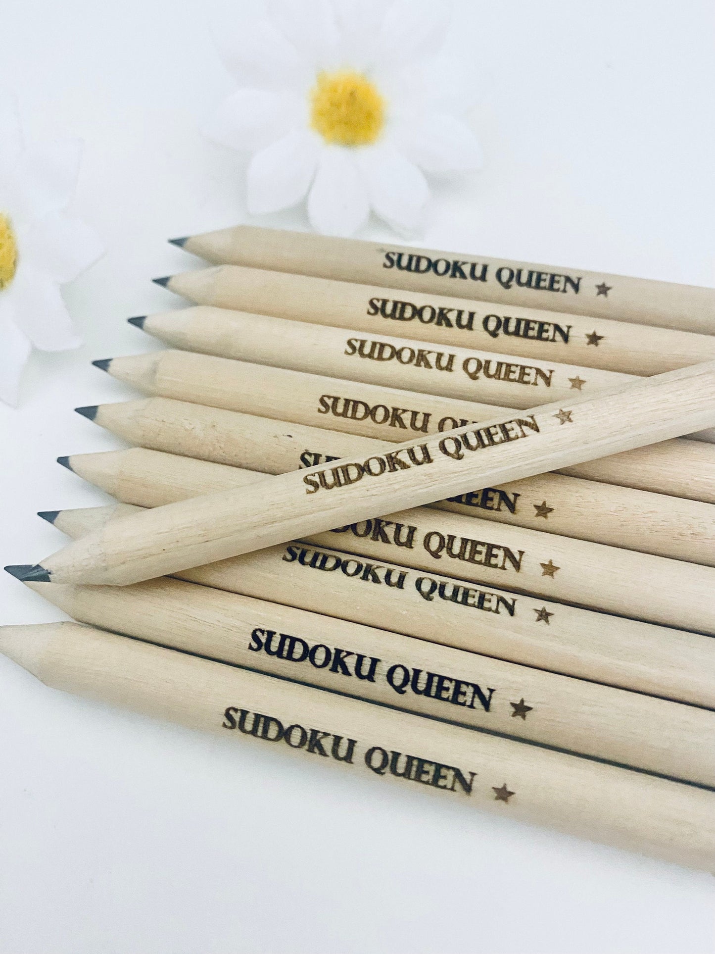 Personalised  Pencils With White Rubber - Gaming Gift Ideas - D & D Ideas -  Laser engraved