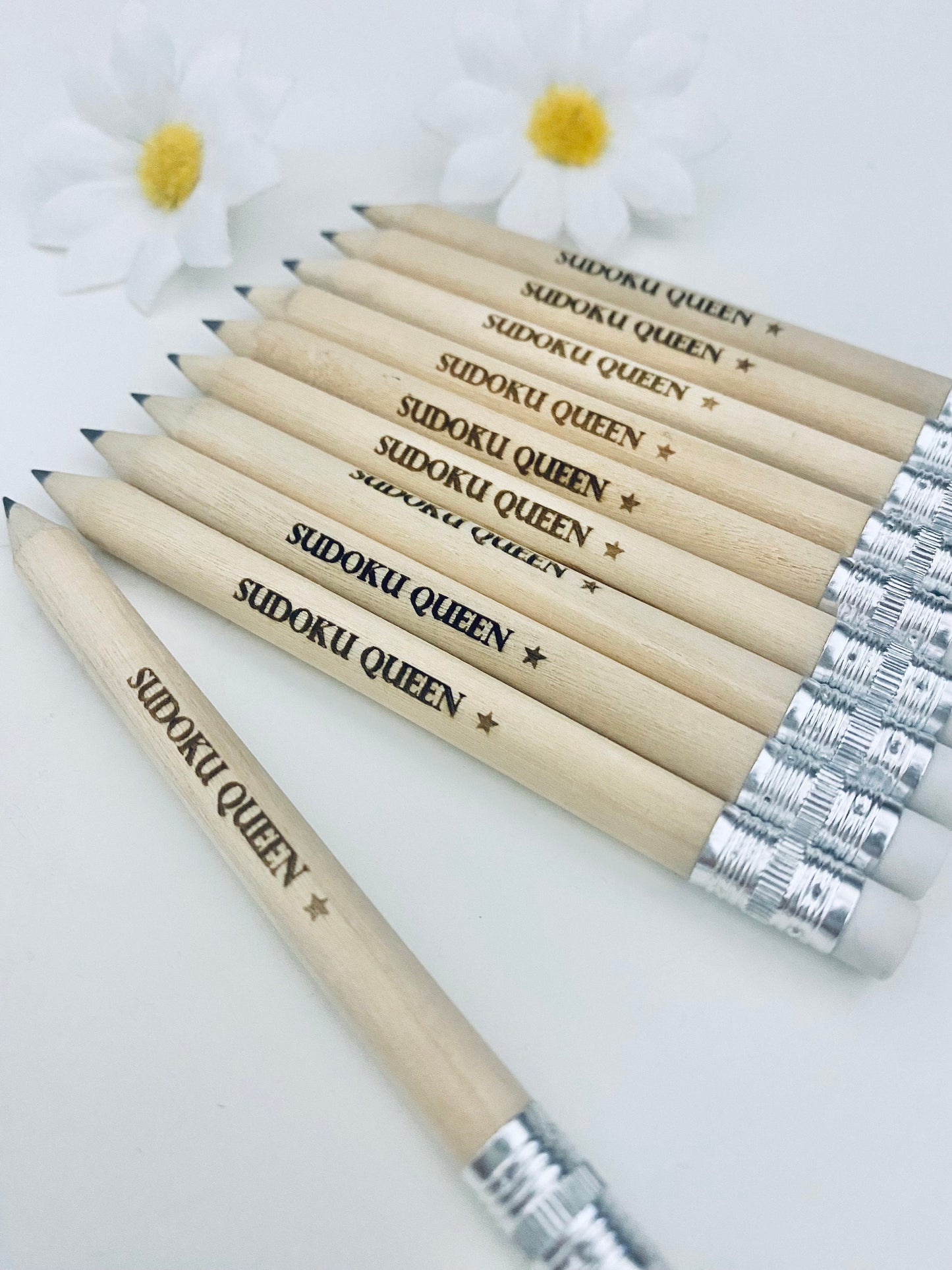 Personalised  Pencils With White Rubber - Gaming Gift Ideas - D & D Ideas -  Laser engraved