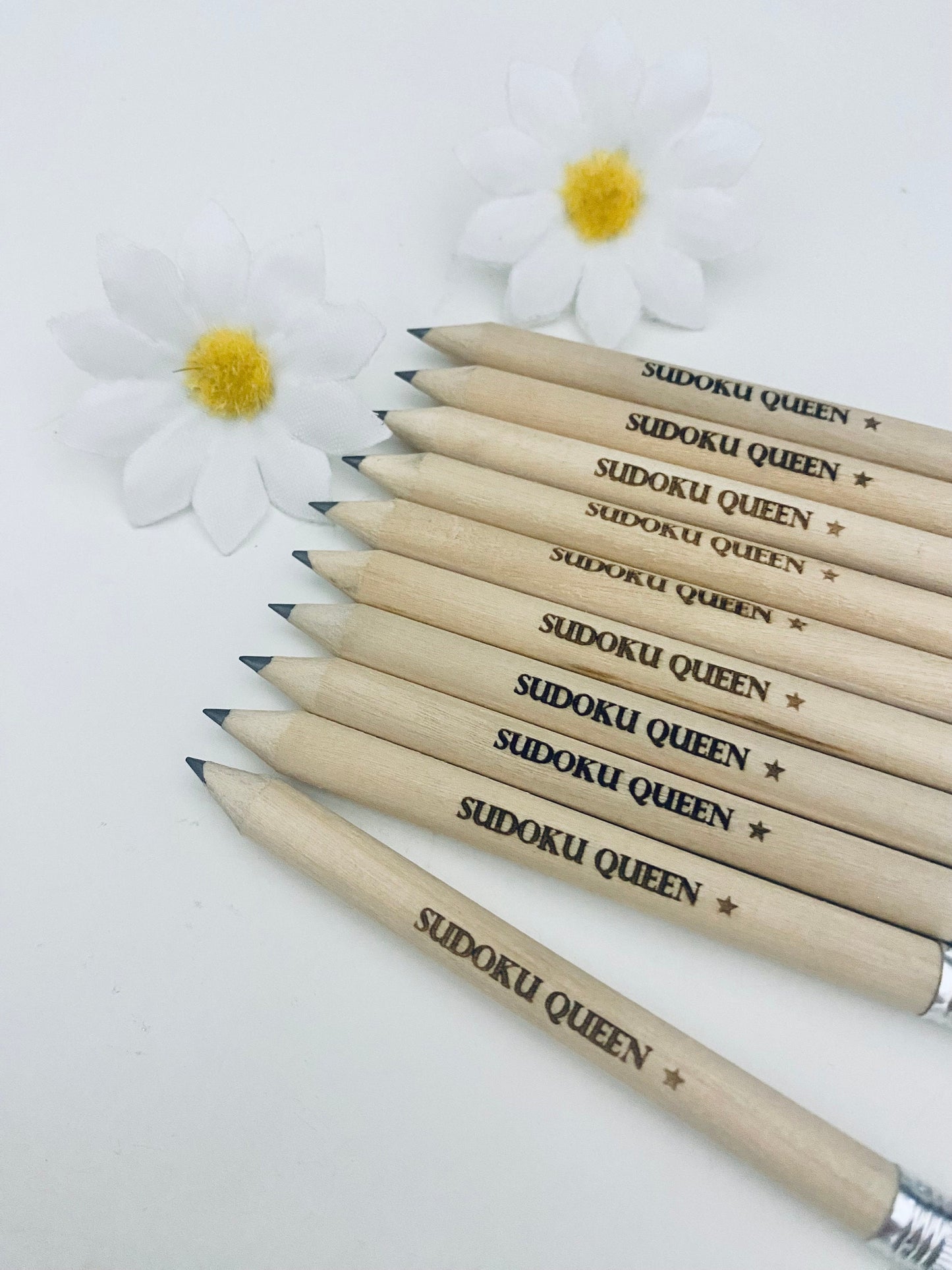 Personalised  Pencils With White Rubber - Gaming Gift Ideas - D & D Ideas -  Laser engraved