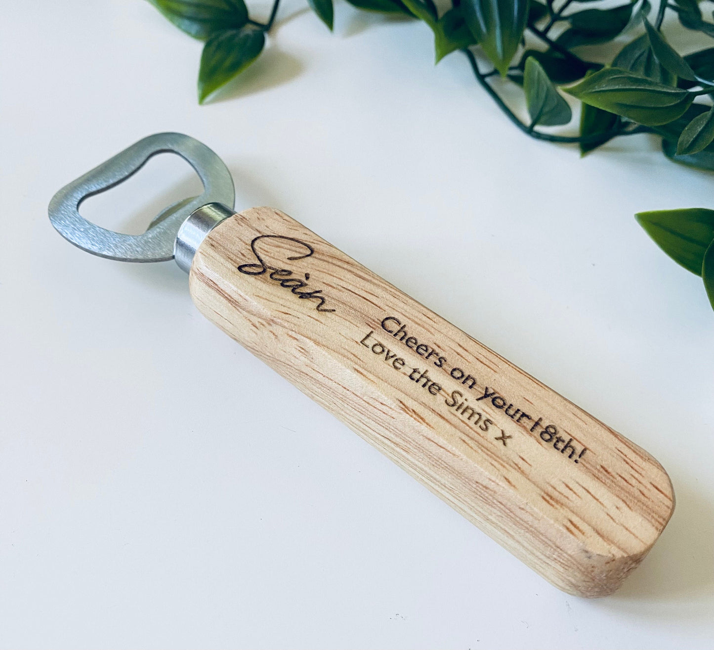 Personalised 18th Birthday Wooden Bottle Opener Your Text Here - Birthday Gifts Ideas - 21st Birthday -Laser Engraved