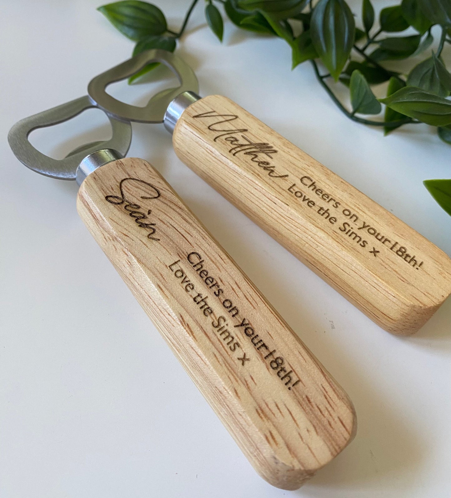 Personalised 18th Birthday Wooden Bottle Opener Your Text Here - Birthday Gifts Ideas - 21st Birthday -Laser Engraved