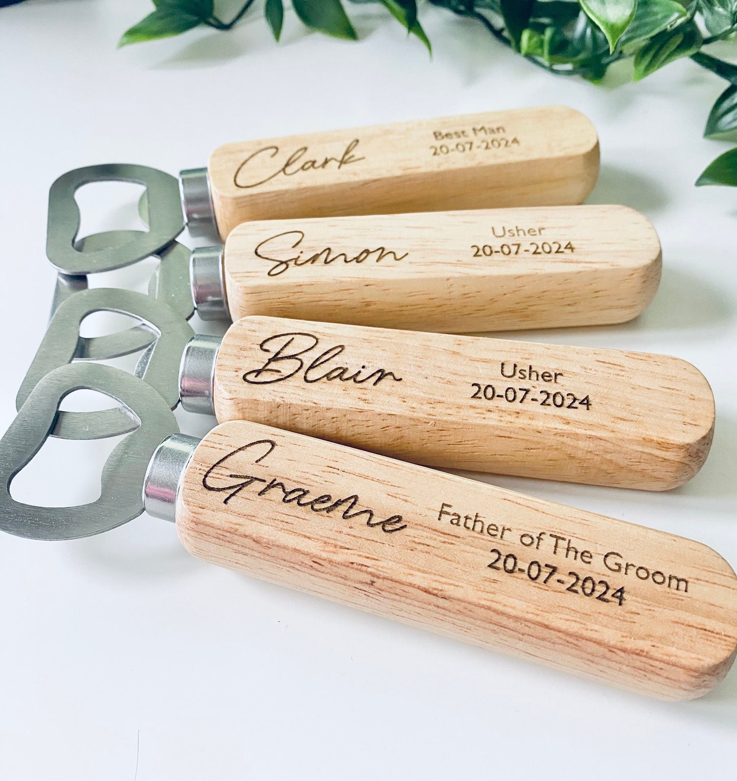 Personalised Wedding Wooden Bottle Opener-Usher Gifts-Best Man Gifts-Groomsmen Gifts-Laser Engraved