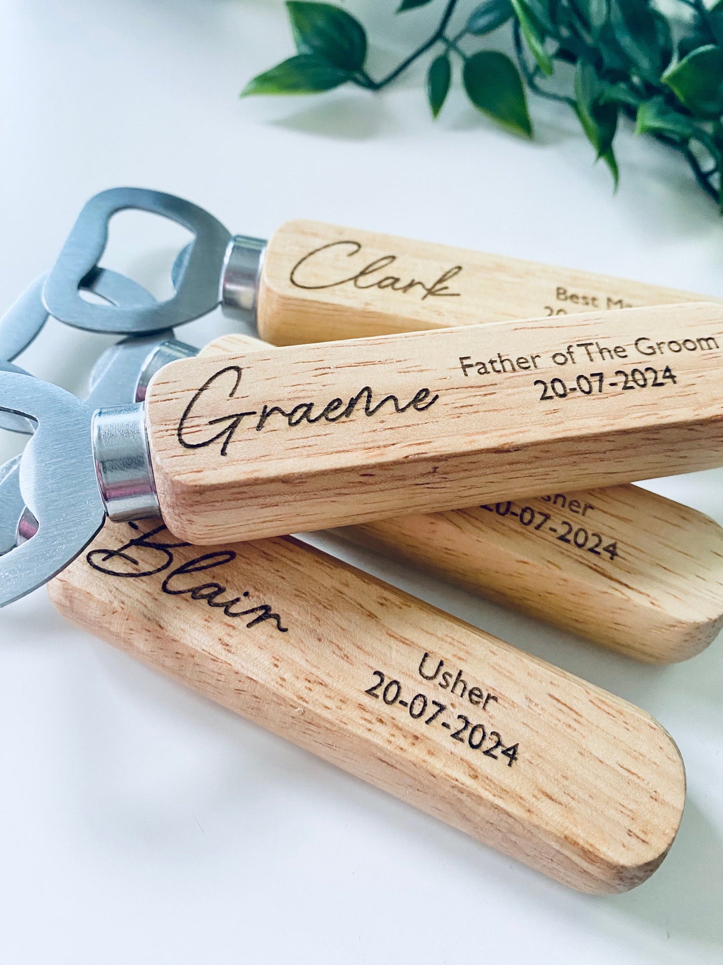 Personalised Wedding Wooden Bottle Opener-Usher Gifts-Best Man Gifts-Groomsmen Gifts-Laser Engraved