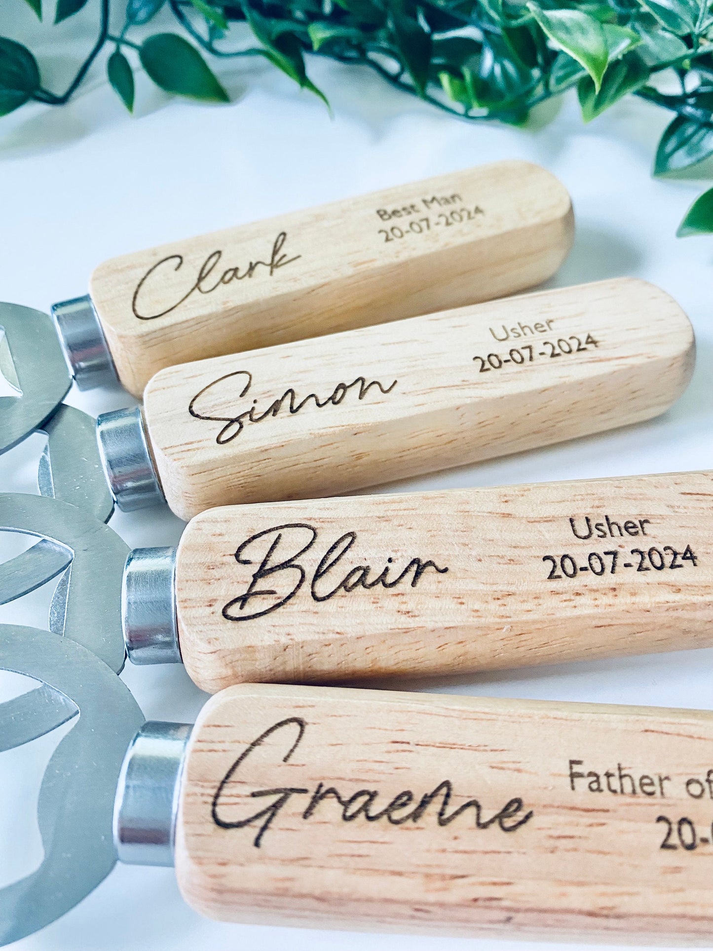 Personalised Wedding Wooden Bottle Opener-Usher Gifts-Best Man Gifts-Groomsmen Gifts-Laser Engraved