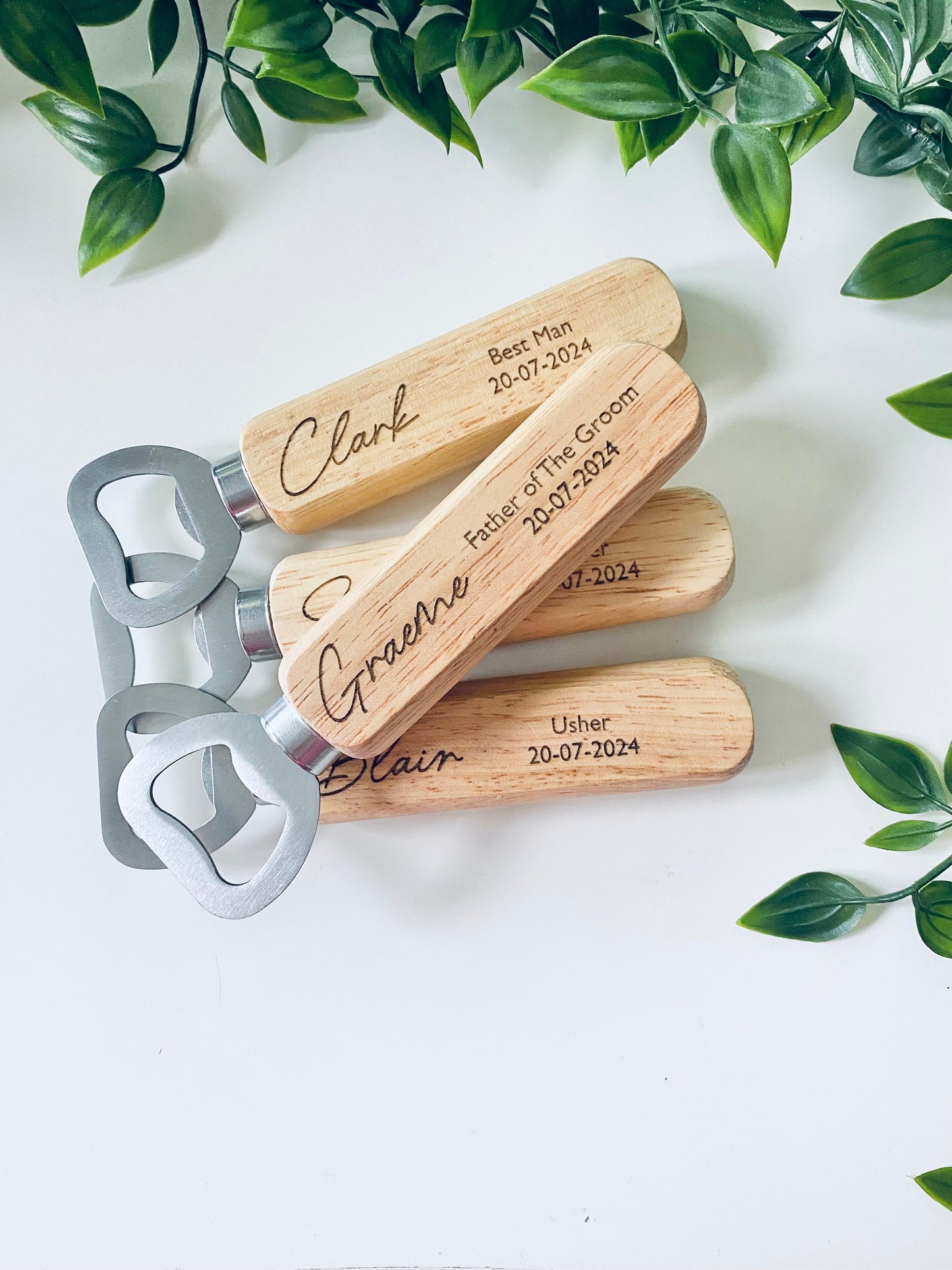 Personalised Wedding Wooden Bottle Opener-Usher Gifts-Best Man Gifts-Groomsmen Gifts-Laser Engraved