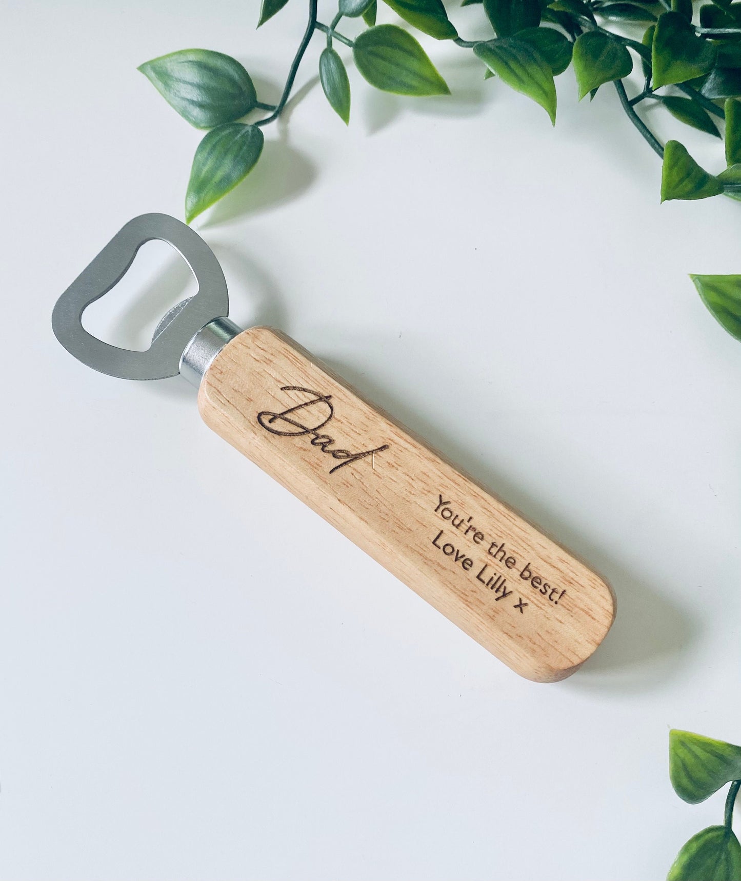 Personalised Father Day Gift - Wooden Bottle Opener  - Laser Engraved